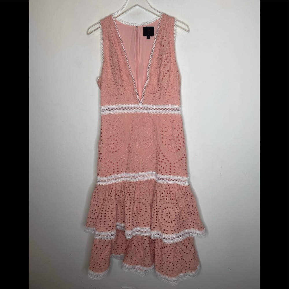 X by NBD Pink and white dress. Size Large